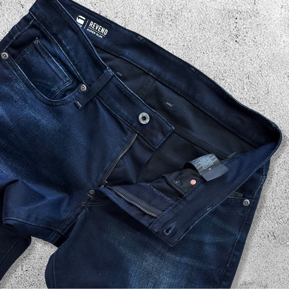 G-STAR Revend Super Slim New Dark Aged Mauro Blue Men’s Jeans - Picture 8 of 10